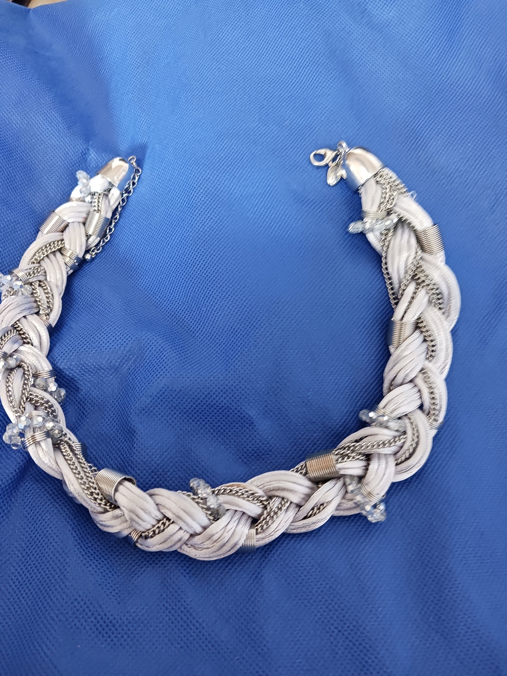 Silver-Tone Braided Statement Necklace